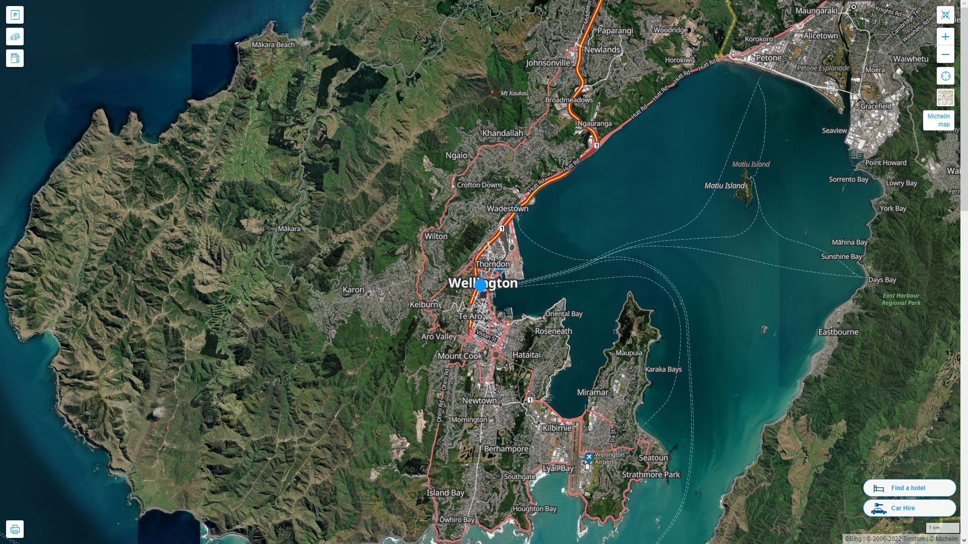 	Wellington	 Highway and Road Map with Satellite View